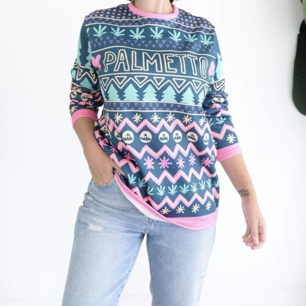 Atac Sportswear  Neoprene Palmetto Crewneck Neon Sweatshirt Size Large